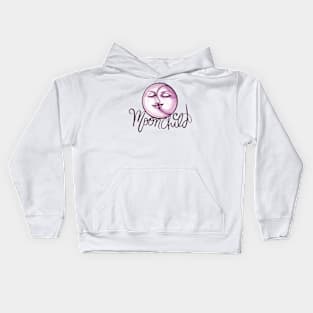 Moon Child Crescent and Full Moon Face Kids Hoodie